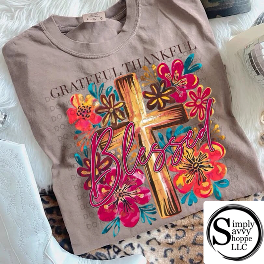 Grateful Thankful Blessed Cross